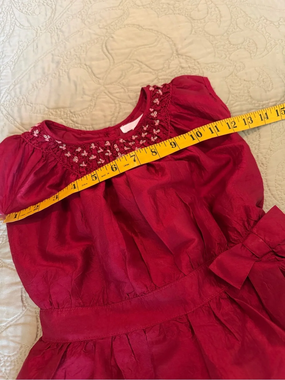 Janie and Jack Burgundy Silk Party Dress 12–18M Smocked Floral Holiday